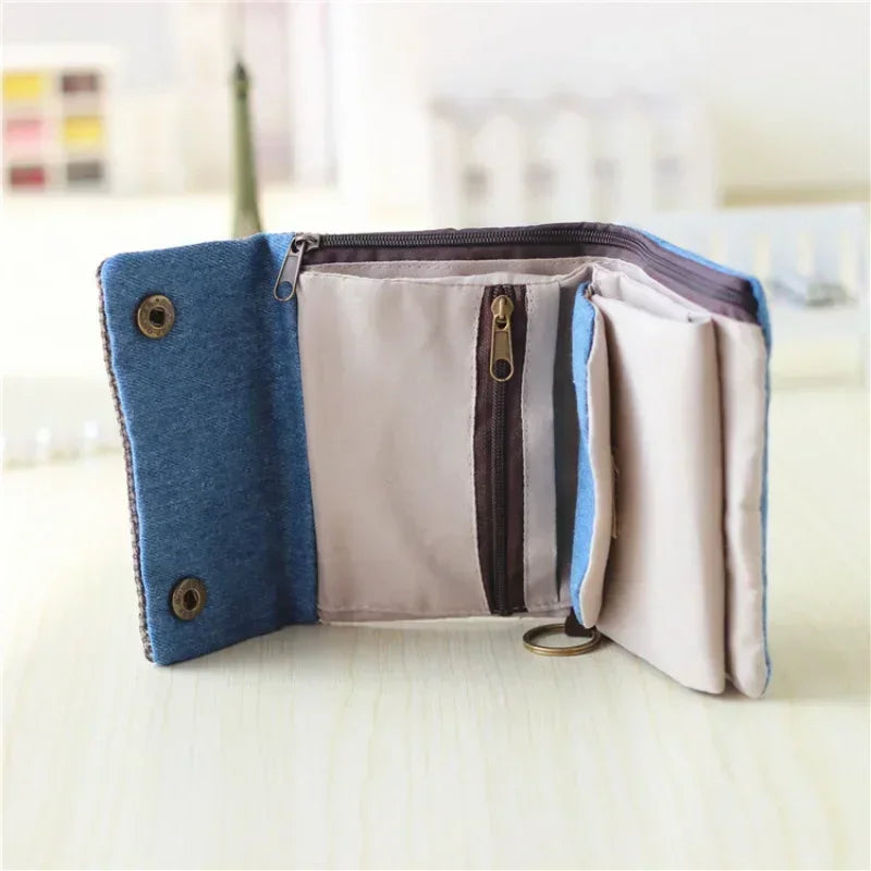 1pcs New Canvas Cartoon Totoro Cat Printed Flower Dog Women Short Wallet Cute Mini Money Key Bag Coin Pocket Purse for Children