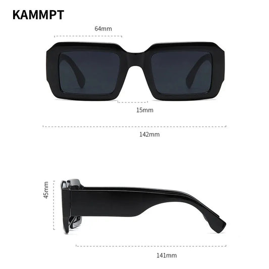 KAMMPT Retro Small Rectangle Punk Sunglasses for Women Fashion Vintage Men Traveling Ins Brand Design Trends Shades Eyewear
