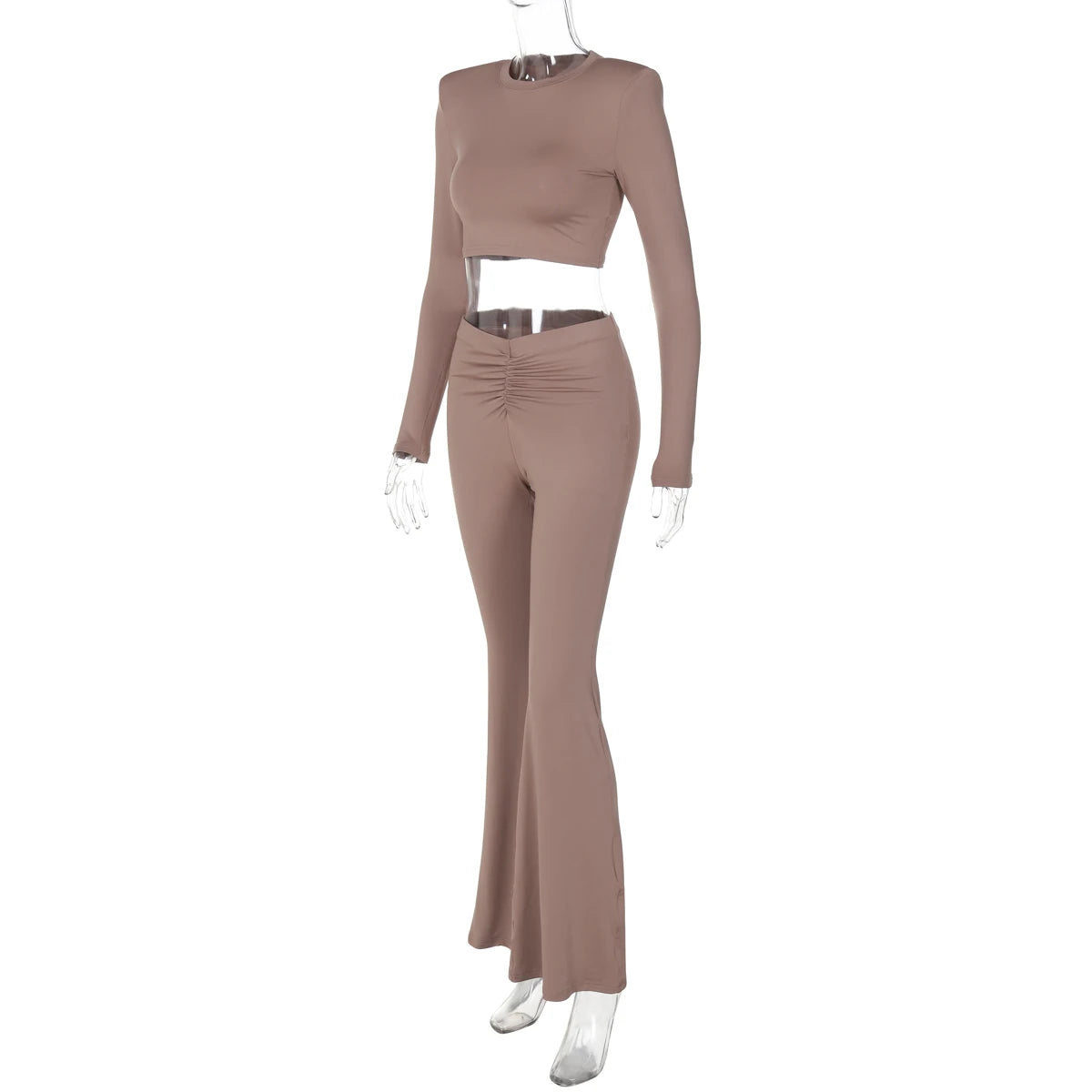 Hawthaw Women 2024 Spring Autumn Long Sleeve Crop Tops Long Pants Two Piece Matching Sets Outfits Wholesale Items For Business
