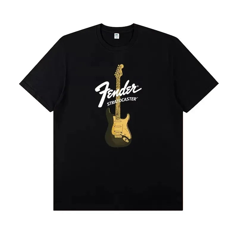 2025 Fender Jimi Hendrix Fender Electric Guitar Peripheral T-shirt Short-sleeved Rock Band Guitarist Performance Costume 3