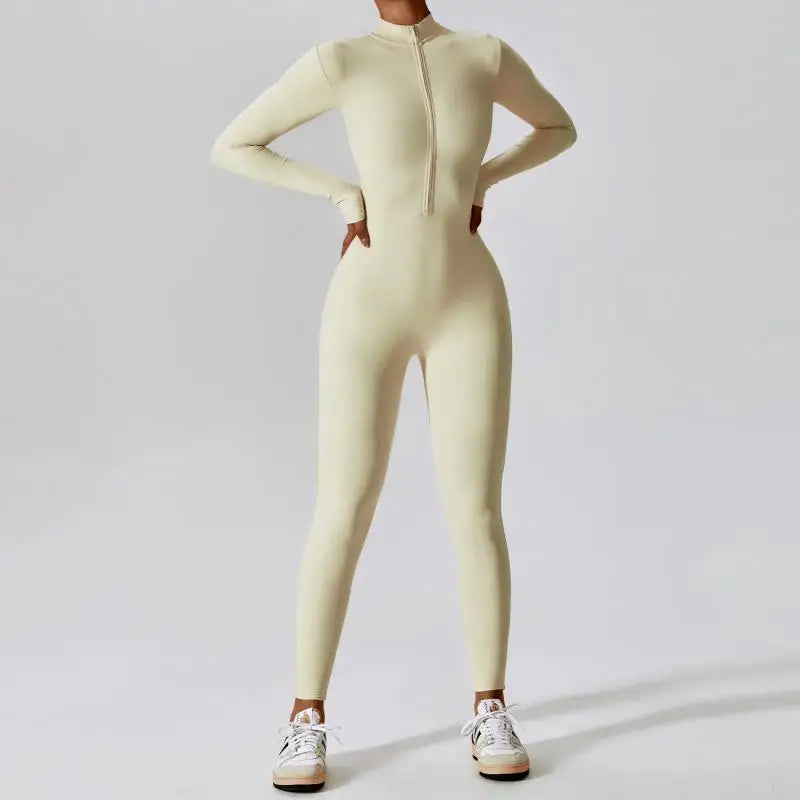 One-piece Sports Training Jumpsuit Women's Long Sleeve Tight Hip-highlighting Bodysuit Gym Clothing Sexy Dance Exercise Tights Badiee Stylez