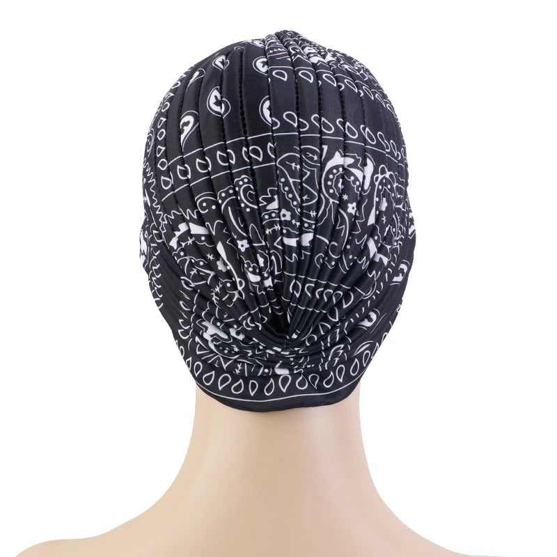 New Women Print Flower Knot Cancer Ruffle Chemo Hat Beanie scarf Turban Head Wrap Knitted Cap Hair Loss Accessories