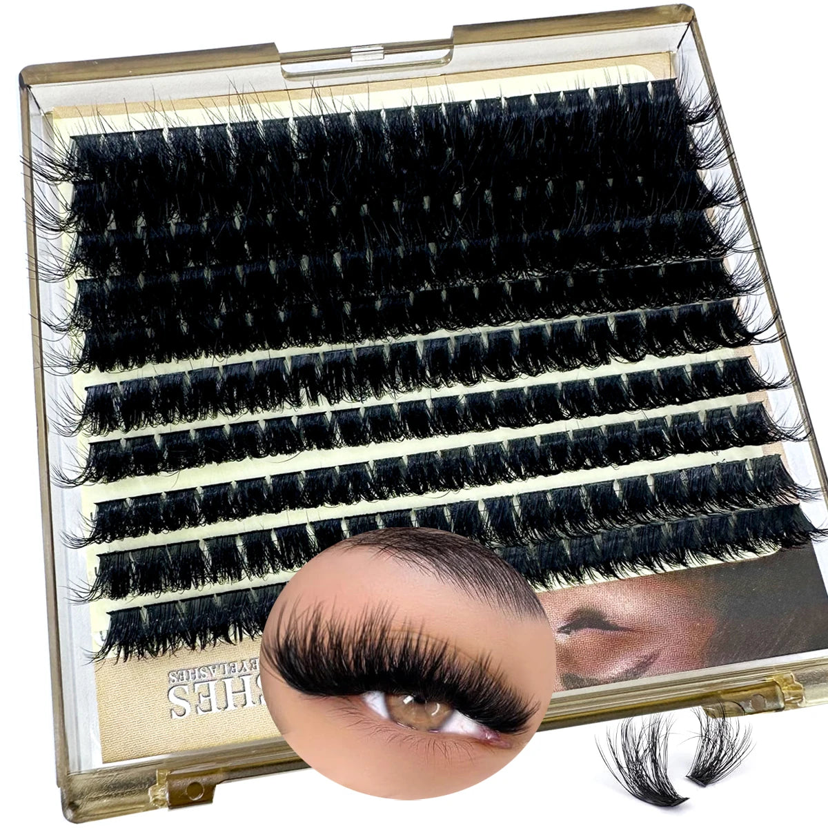1boxes196/280 Cluster Lashes 5D Fluffy Thick Eyelash Extension D Volume Mixed 8-20MM Tray Faux Mink Lashes Lash Extension Makeup CS100D D 0.07mm|MIX|United States