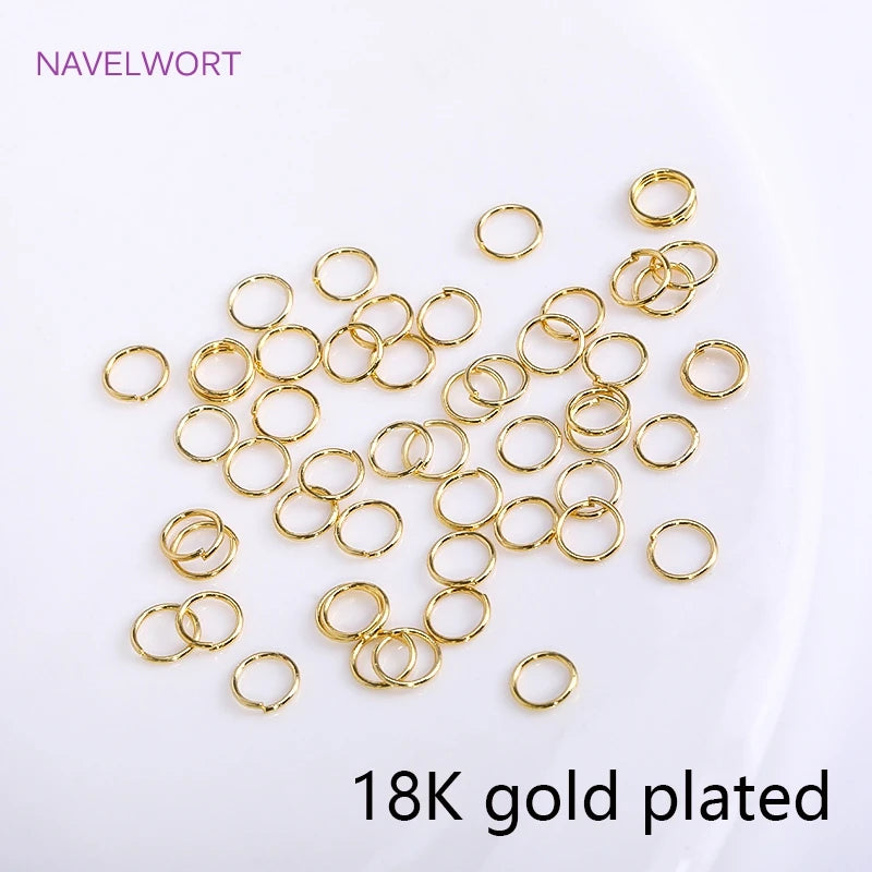 18K Gold Plated Split Rings Connecting Ring Brass Open Jump Rings Accessories For Jewelry DIY Jewelry Material Wholesale 18K gold plated