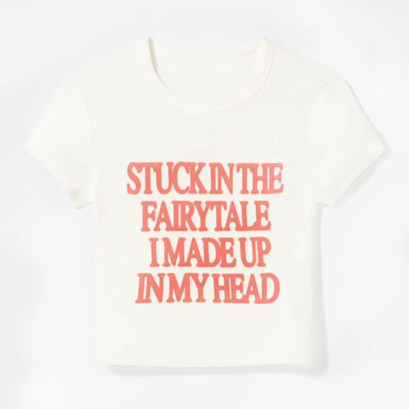 2023 New Y2K Women Letter Print Tops Women Tshirt American Retro Fashion Slim Causal Short Sleeve Crop Sexy Tops Navel Clothes