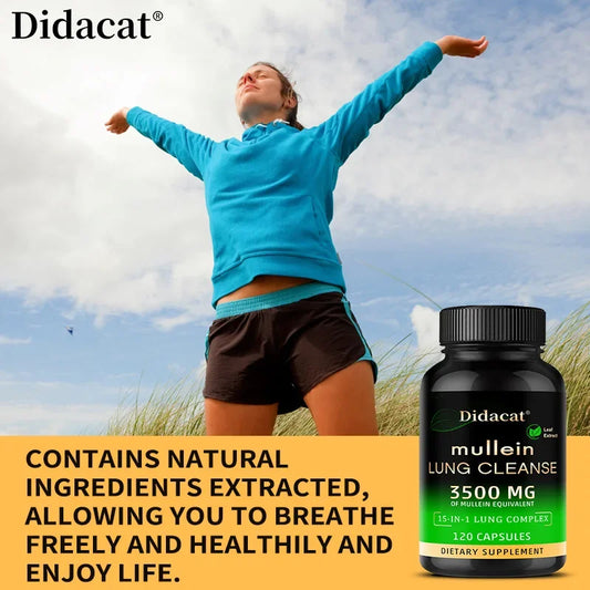 Mullein Leaf Extract Supplement Vitamin C Mineral Lung Cleansing Immune System Support 120 Capsules Health Supplement