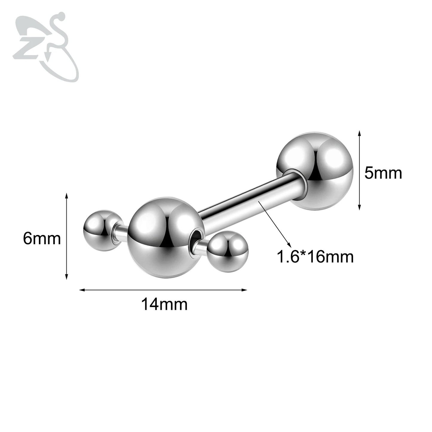 ZS 1 Piece 14G Stainless Steel Tongue Piercing Ring Colorful Butterfly Bone Tongues Stud Punk Skull Snake Body Piercings Jewelry Style 8