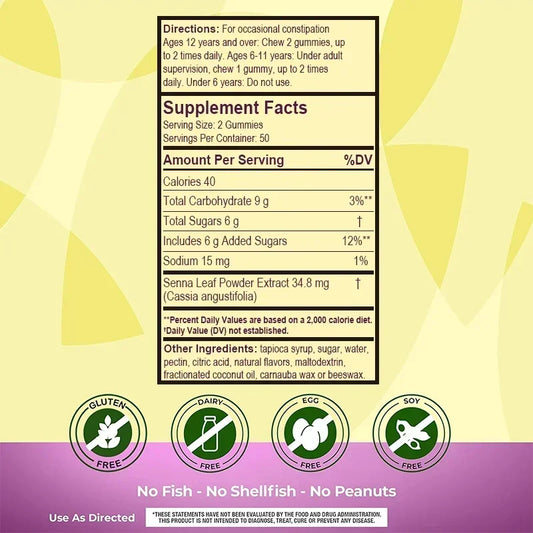 Laxative Gummies - Supports Intestinal Health, Relieves Constipation, Bowel Cleansing and Detoxification, Nutrient Digestion