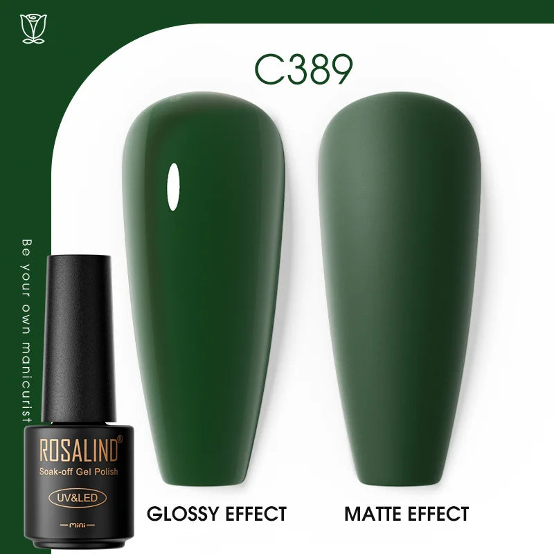 ROSALIND Hot-sale Bottle Gel Nail Polish Vernis Semi Permanent Primer Top Coat Bright Classic For Nail Art Design LED/UV Lamp C389