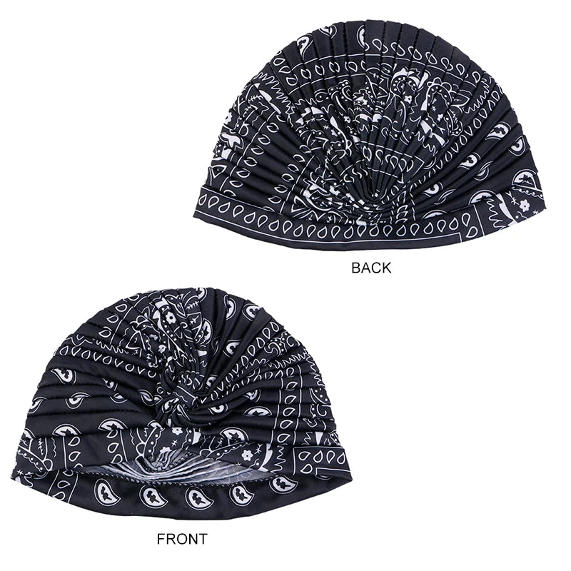New Women Print Flower Knot Cancer Ruffle Chemo Hat Beanie scarf Turban Head Wrap Knitted Cap Hair Loss Accessories