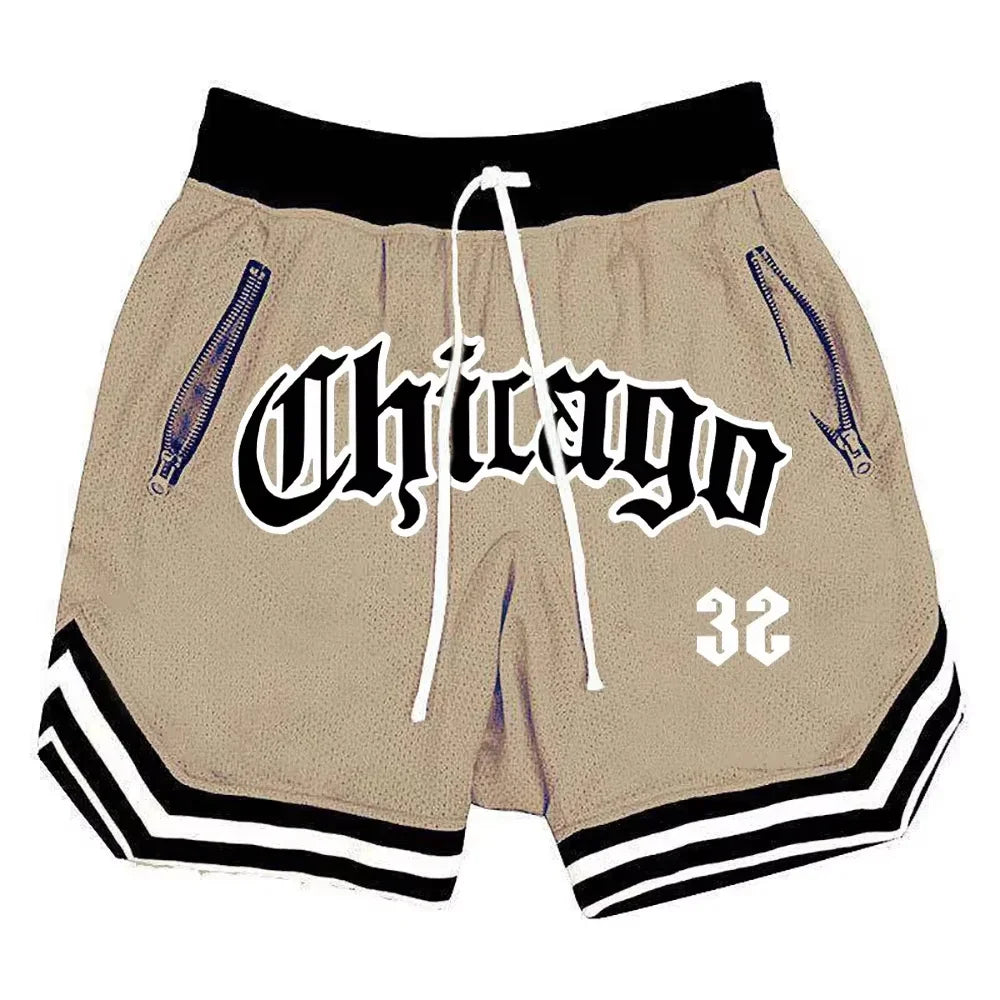 Chicago Basketball Shorts Men's Casual Sports Shorts Breathable Running Training Five Points PantsMesh Fitness Short Trousers Badiee Stylez