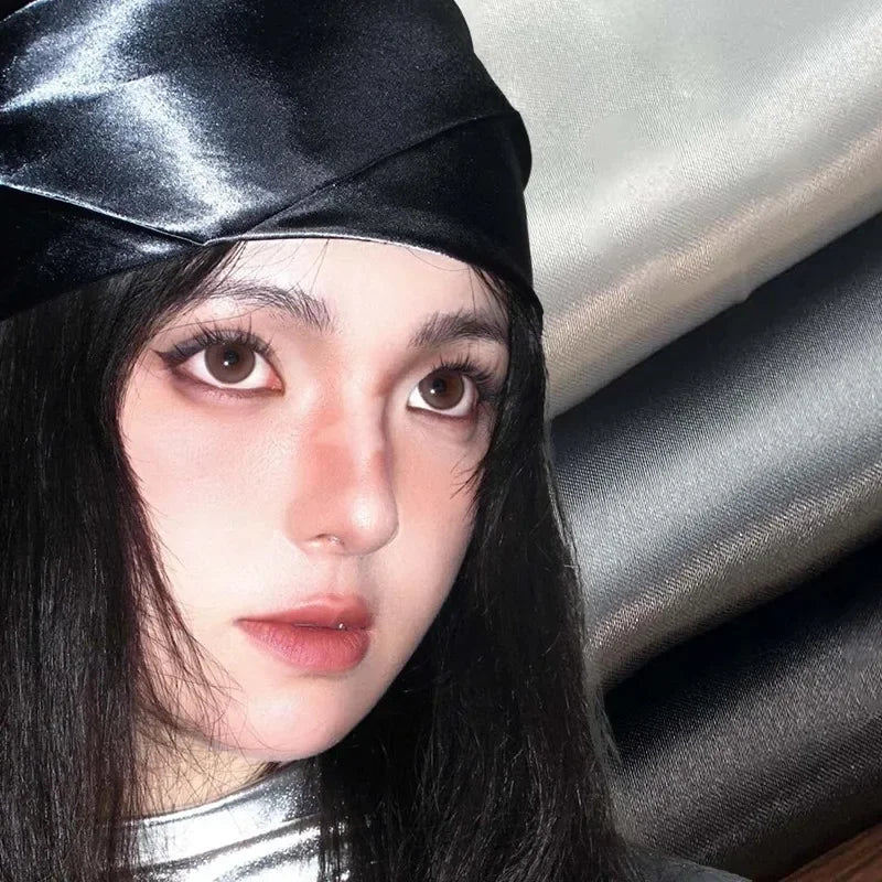 Y2K Punk Bandana Scarf for Women Fashion Square Headwear Bling Silver Head Scarf Hair Accessories Bandanas for Girls Women