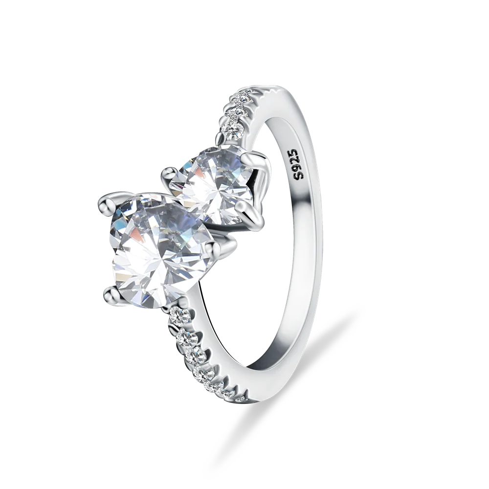 Women 925 Sterling Silver Eternal white Heart-Connected Rings Jewelry Anniversary Birthday Fashion Gifts for Mother Wife Girls PYR3159 United States