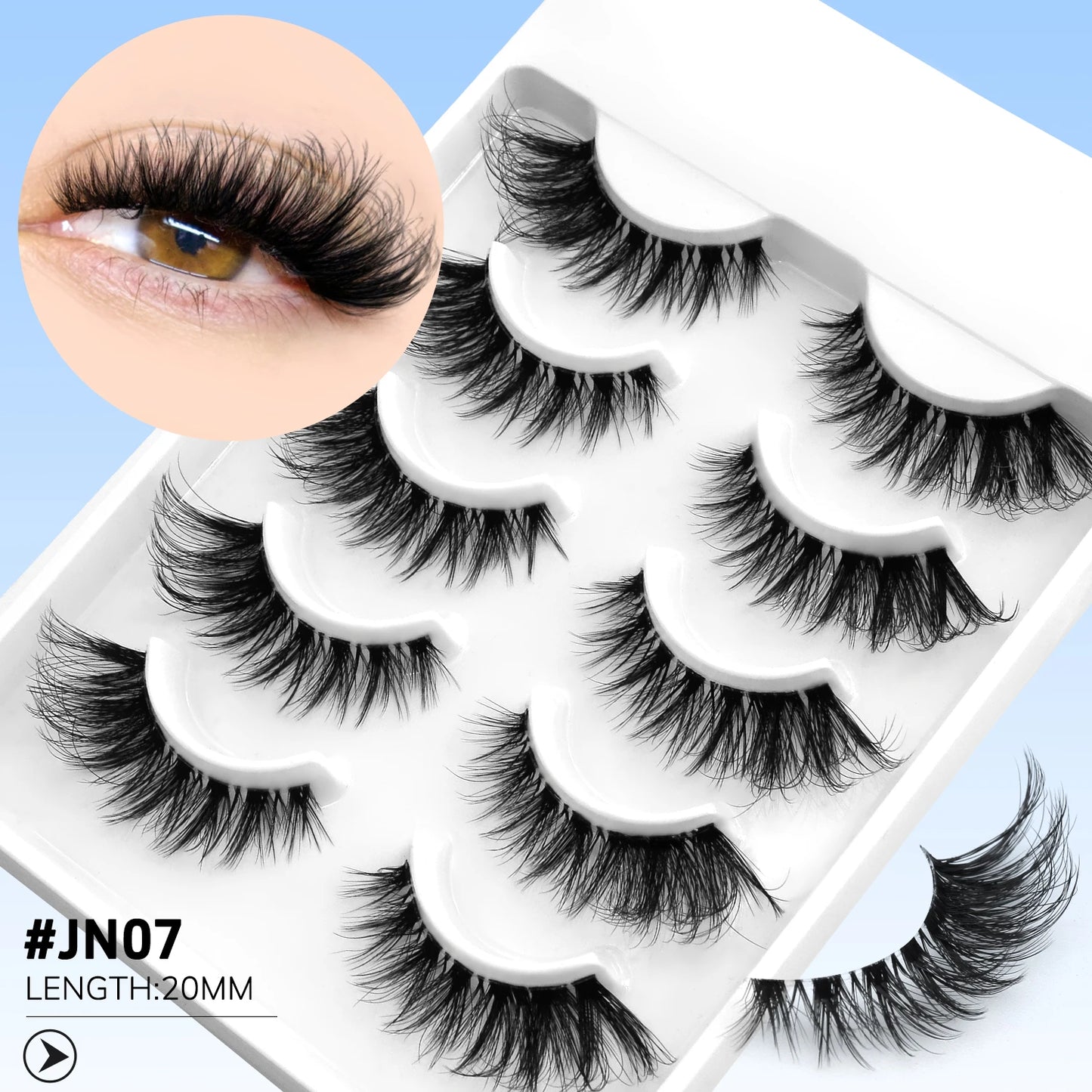 GROINNEYA Cat Eye Lashes Natural Fluffy False Lashes With Winged Ends For Extended Natural Look Soft Clear Stem Lashes Makeup JN07