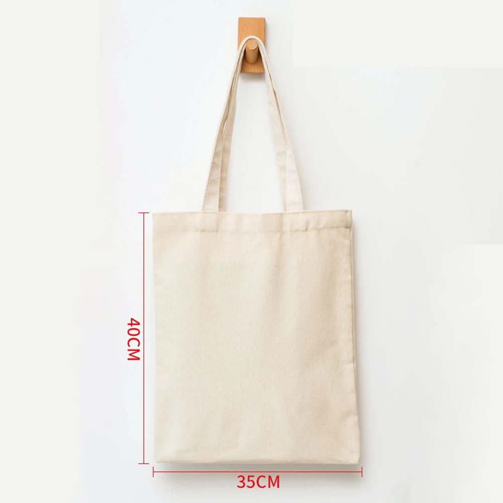 ISKYBOB Large Capacity Canvas Shoulder Bag Handbag Folding Eco Cotton Tote Bags Reusable DIY Painted Shopping Bag Grocery Bag