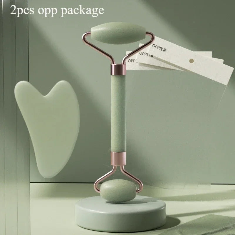 Gua Sha Roller Massager Roller for Face Neck Eye Resin Facial Massage Instrumenr Beauty Health Care Scraping Board Skin Care 2pcs green