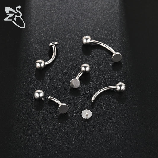 ZS 1 Piece Internal Thread Stainless Steel Belly Button Ring Floating Navel Piercings 14G Curved Umbilical Ring Jewelry 6MM-14MM Badiee Stylez