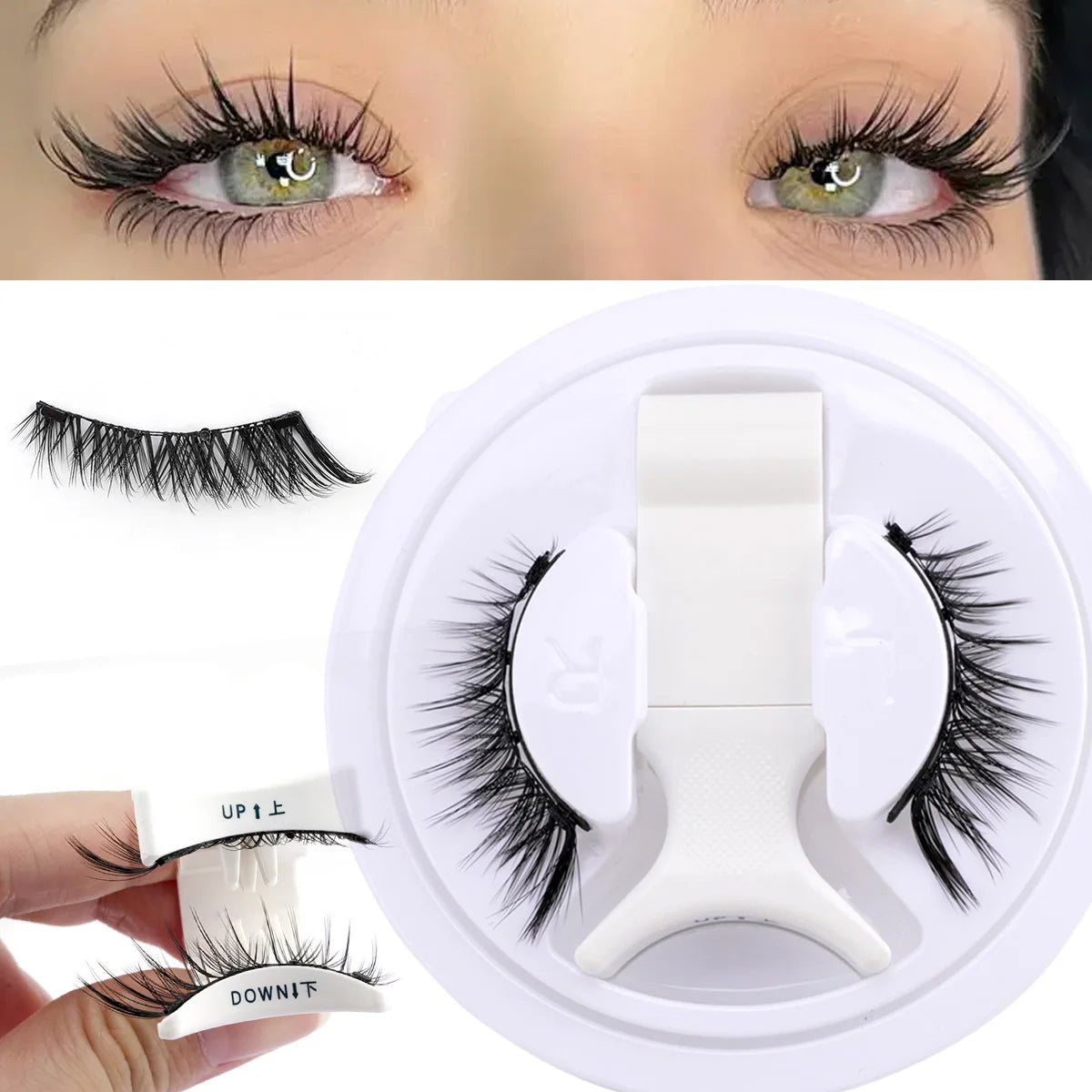 Hot Magnetic Eyelashes Set 1 Pair Reusable No Glue Needed False Eyelashes with Magnetic Tweezers Curly Faux Lashes Makeup Tool 1Pair LZ02