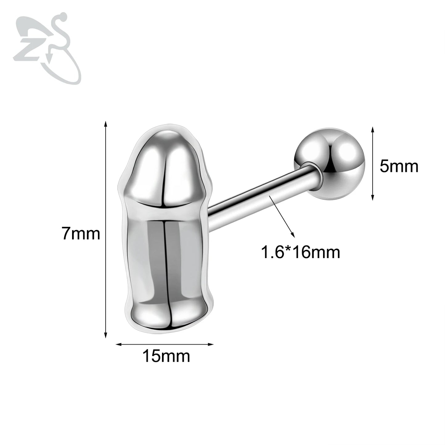 ZS 1 Piece 14G Stainless Steel Tongue Piercing Ring Colorful Butterfly Bone Tongues Stud Punk Skull Snake Body Piercings Jewelry Style 10