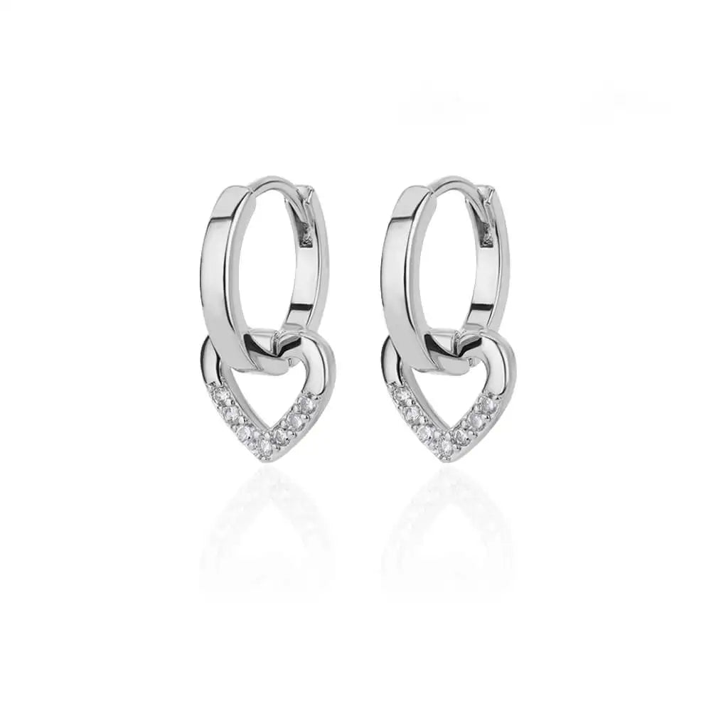 Hollow Heart Earrings for Women Stainless Steel Dangle Drop Earrings 2024 Trend Cubic Zirconia Wedding Couple Ear Jewelry aretes E3124P-12