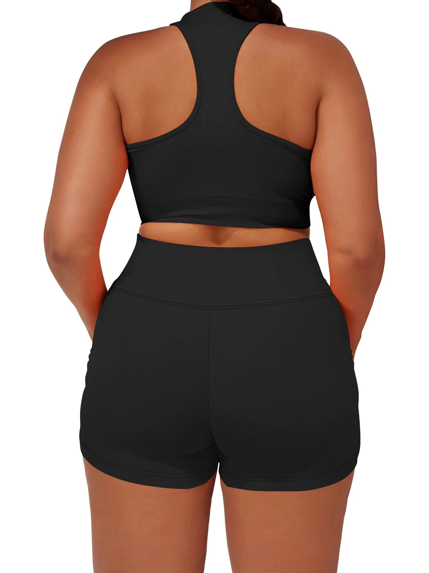 Plus Size Fit Yoga Shorts for Women's High Waist Side Pocket Workout Running Tight Stretchy Athletic Summer Fashion Slim Shorts