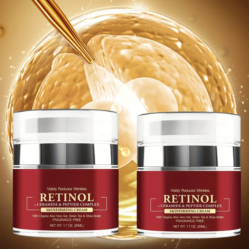 Instant Retinol Cream Wrinkle Remover Firming Lifting Anti Aging Fade Fine Lines Moisturizing Whitening Korea Repair Skin Care Retinol Cream-2pcs