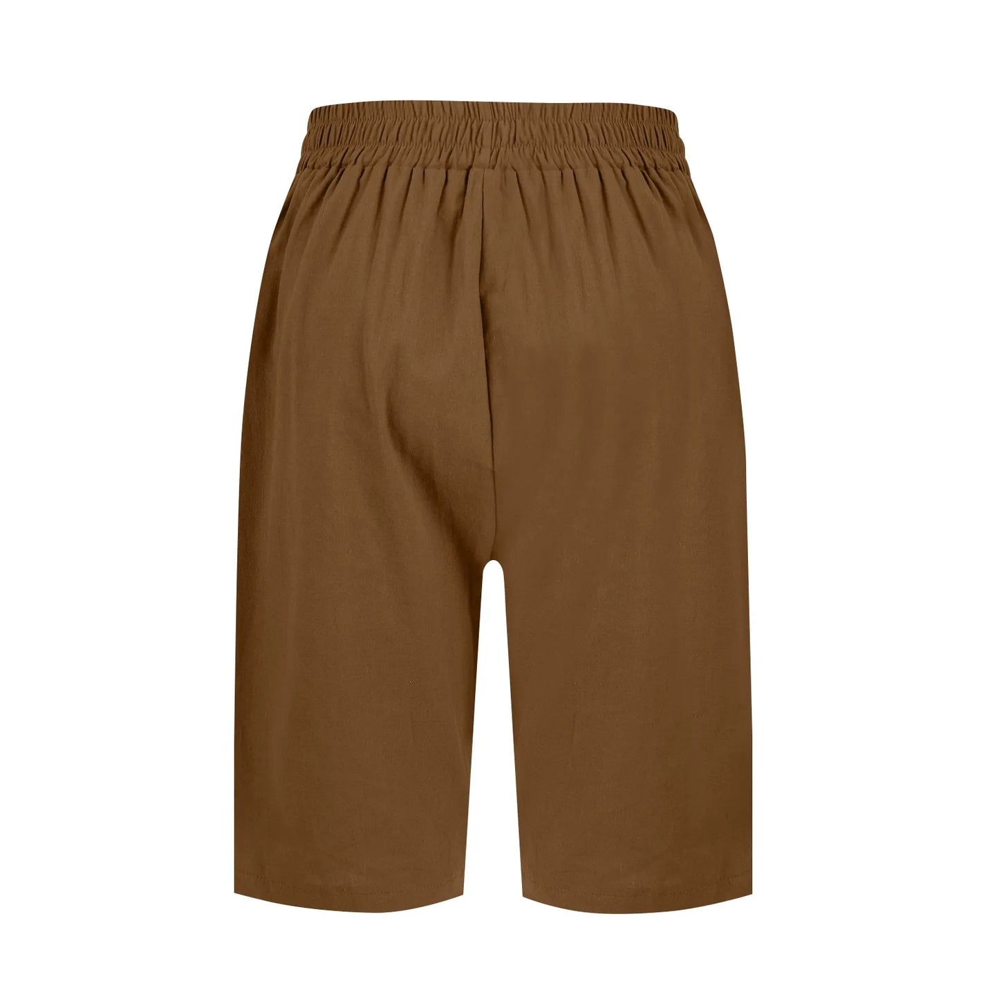 Womens Capris Cotton Linen Pants Drawstring Elastic Waist Pants Casual Cropped Trousers Daily Breeches Five Half Pants Pantalone
