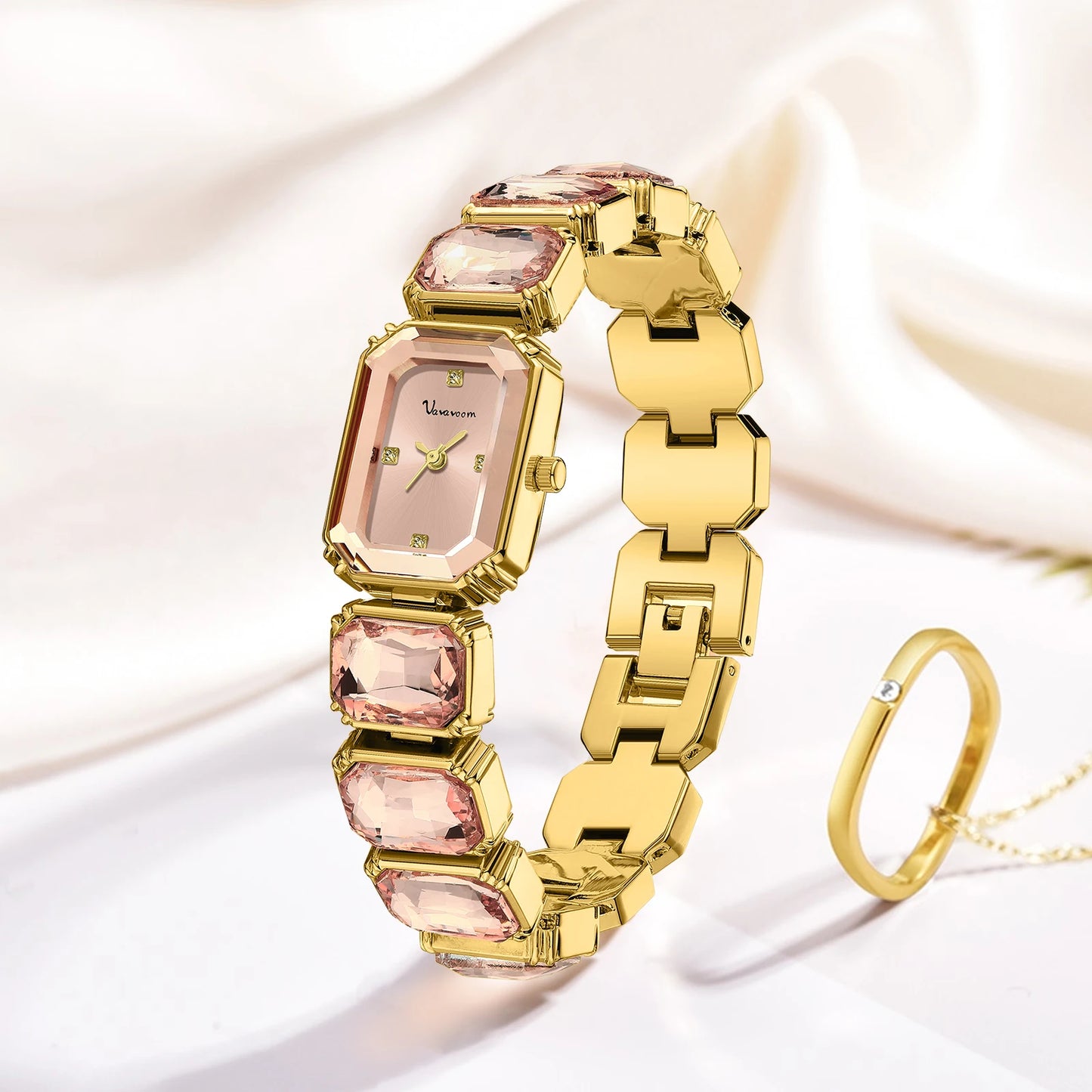 2025 New Women Watches Luxury Diamond Square Quartz Movement Stainless Steel Mesh Belt Original Gold Fashion Dress Women's Watch 2531-F