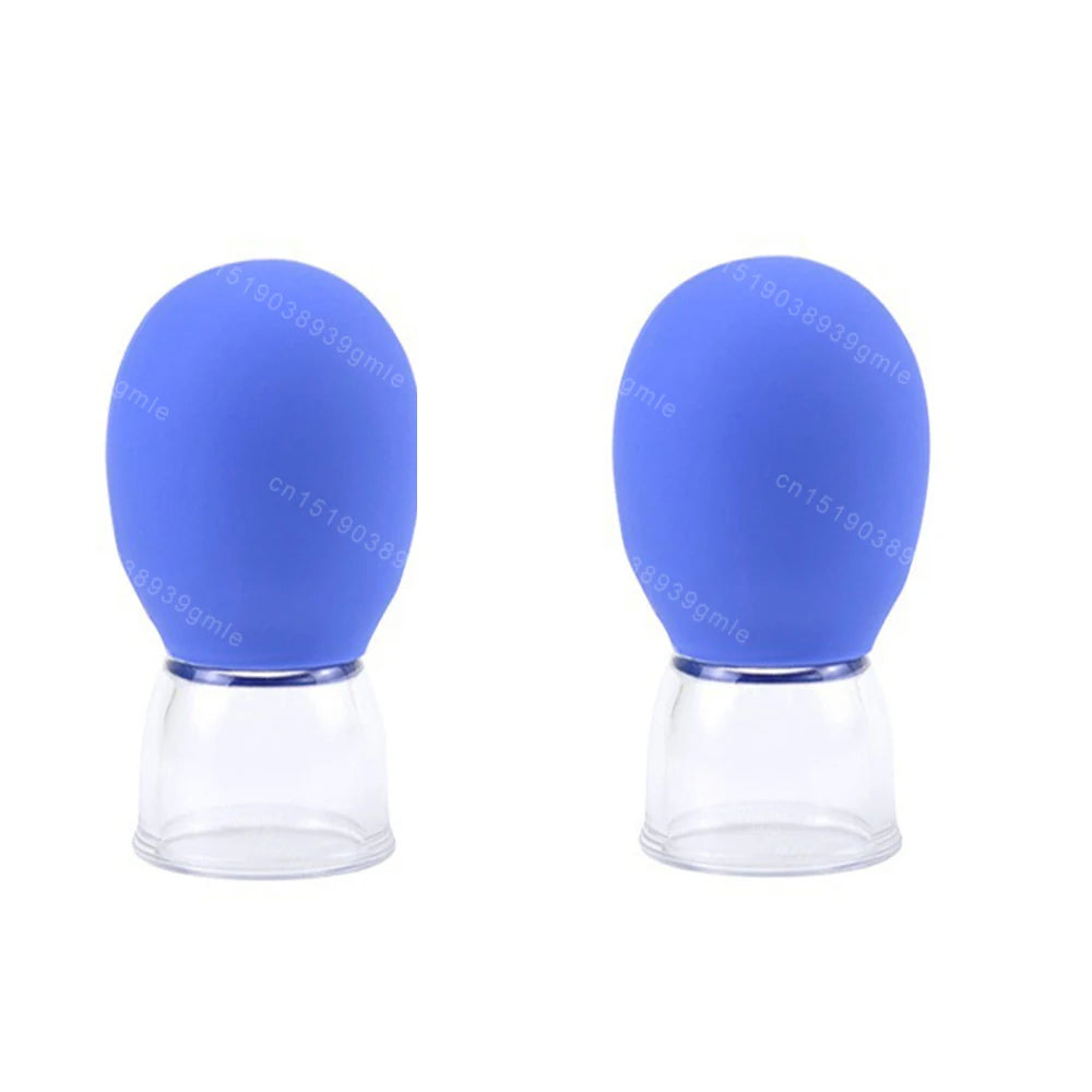 Silicone Face Massager Vacuum Eye Skin Face Lifting Facial Cups Anti Cellulite Jar Anti-Wrinkle Cupping Therapy Beauty Tool 2pc-Blue