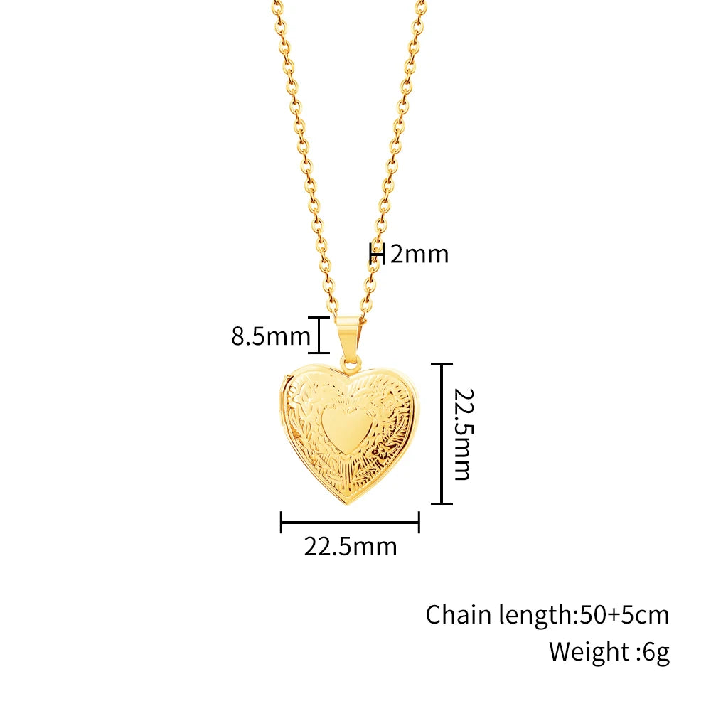 MaiLun 1pc Custom Photo Heart Locket Pendant Necklace Women Necklace Personalized Souvenir Gift Badiee Stylez