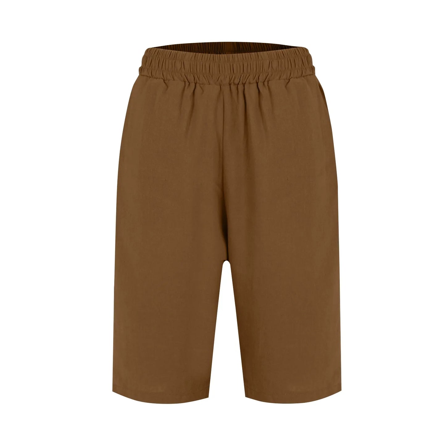 Womens Capris Cotton Linen Pants Drawstring Elastic Waist Pants Casual Cropped Trousers Daily Breeches Five Half Pants Pantalone