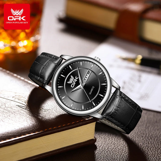 OPK Brand Women's Watch Fashion Double Calendar Quartz Waterproof Night Light 6002