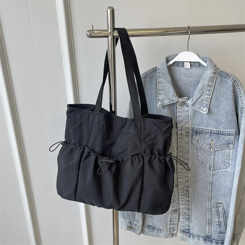 1 Piece Large Capacity Tote Bag fashion Shoulder Canvas Bag Work Commuting Bucket Bag black (30cm<Max Length<50cm)