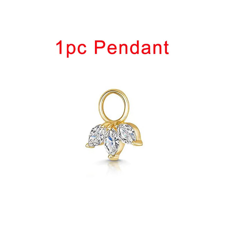 1PC Little Star Moon Snake Crystal Charms Pendant Helix Daith Earrings for Women Hanging Matching Piercing Lobe Tragus Jewelry CC193-2