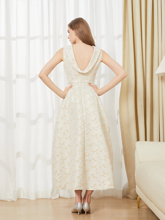 Elegant Dress 2024 Summer New Fashion Women Long Maxi Backless Sleeveless Split Jacquard Dresses Evening Dress Robes