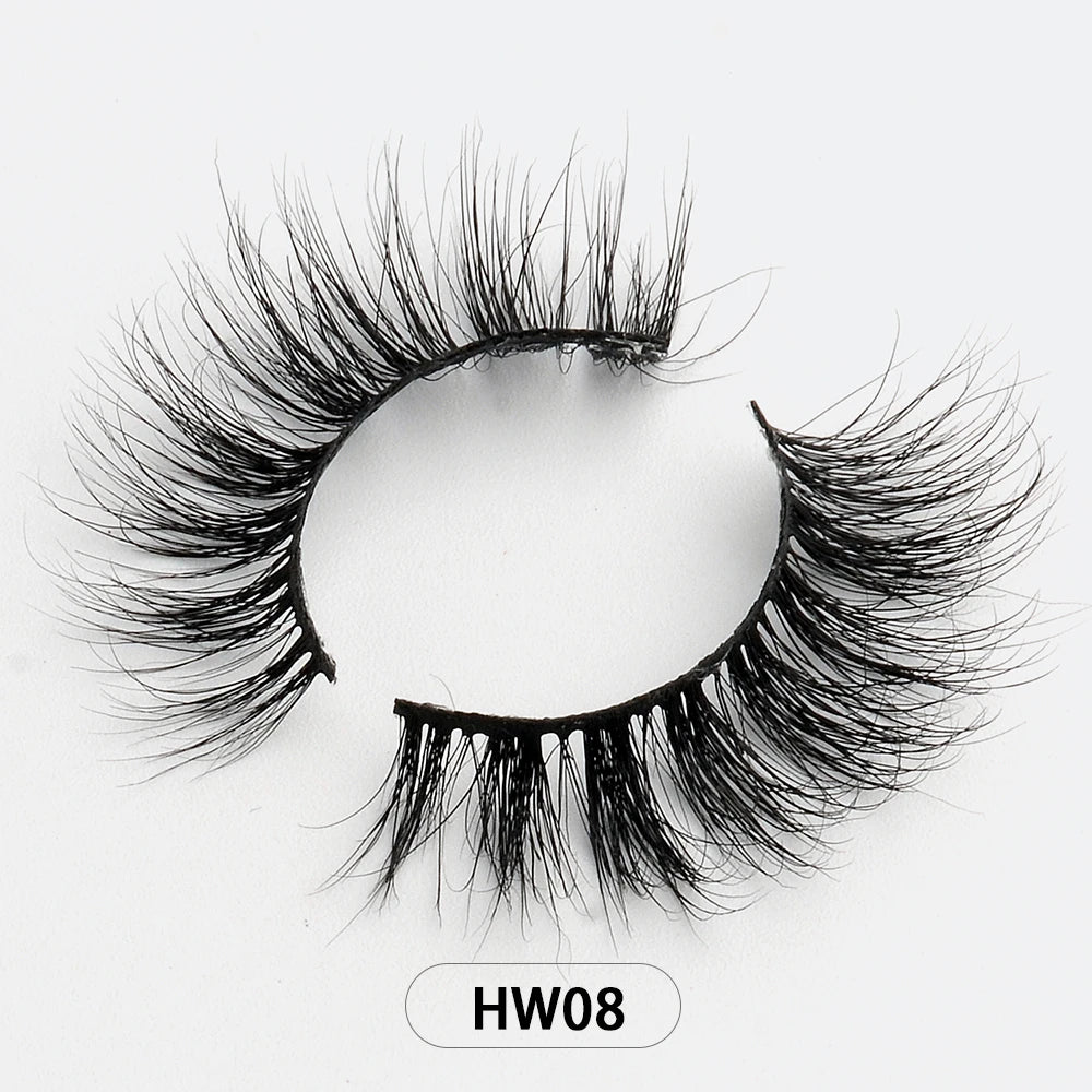 Dropshipping 15-18mm 3D Resuable Dramatic Wispy Mink Fake Eyelashes Makeup Strip False Lashes With Free Eyelash Packaging Boxes HW08 MIX