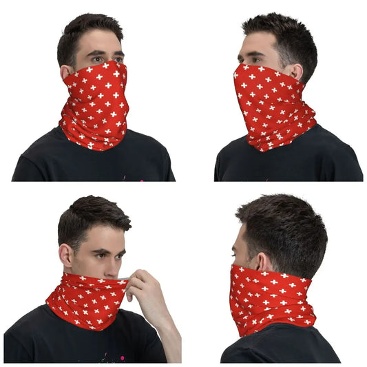 Swiss Switzerland Flag Winter Headband Neck Warmer Men Women Ski Hunting Tube Scarf Face Bandana Gaiter