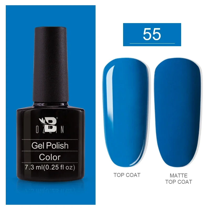 AWStorG15ml 2 IN 1 Crystal Top Coat Transparent Soak Off UV LED Nails Art Manicure Gel Nail Polish Varnishes Primer Function Gel 7.3ml color gel 55