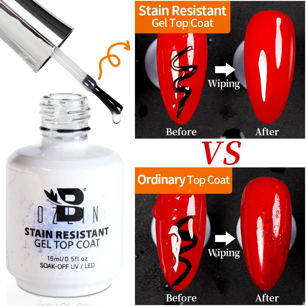 AWStorG15ml 2 IN 1 Crystal Top Coat Transparent Soak Off UV LED Nails Art Manicure Gel Nail Polish Varnishes Primer Function Gel Stain Resistant Top