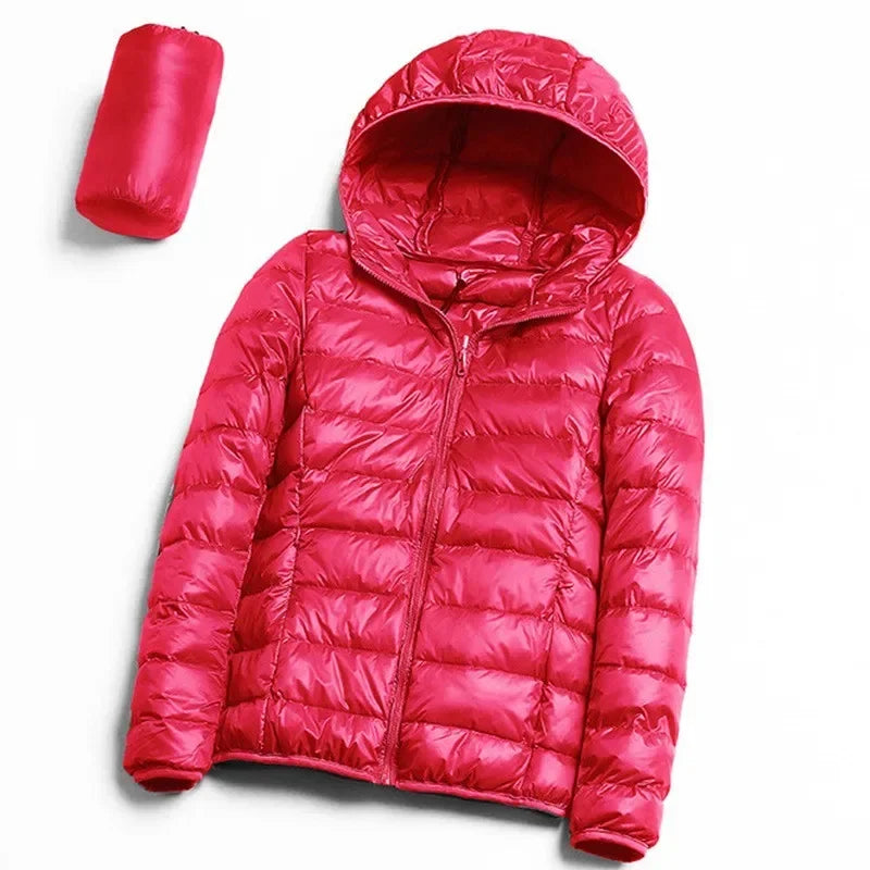2024 Hooded Jackets Autumn Plus Size 7xl 6xl 5xl Fall Women's Lightweight Water-Resistant Packable Winter Warm Female Down Coats Rose red
