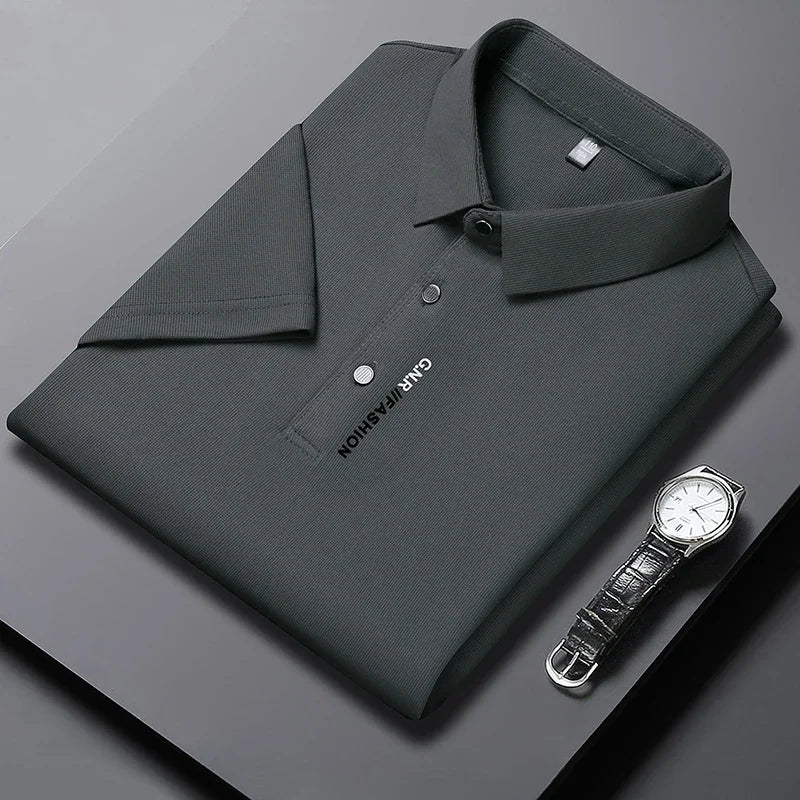 Men's Polo Shirt - Breathable & Comfortable Solid Color Top for Casual Business Style