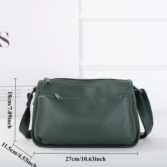 Women's Top-Grain Cowhide Leather Shoulder Bag Spacious Minimalist Crossbody for Effortless Commuting Tote with Adjustable Strap