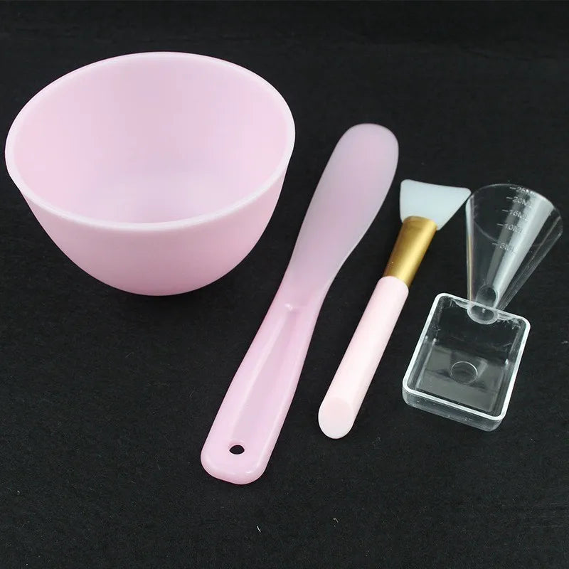 Face Mask Mixing Tools Set Reusable Facial Applicator Spatula Stirring Mask Bowl Spoon Kit Skin Care Beauty Makeup Supplies Pink Set 2