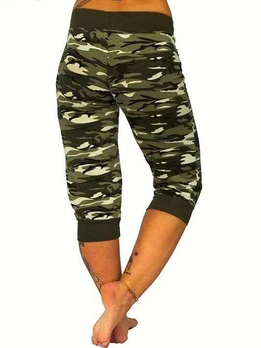 Plus Size 1XL-5XL Women's Casual Cargo Pants Women Yoga Workout Cropped Trousers Stretch Waist Athletic Fitness Sweatpants