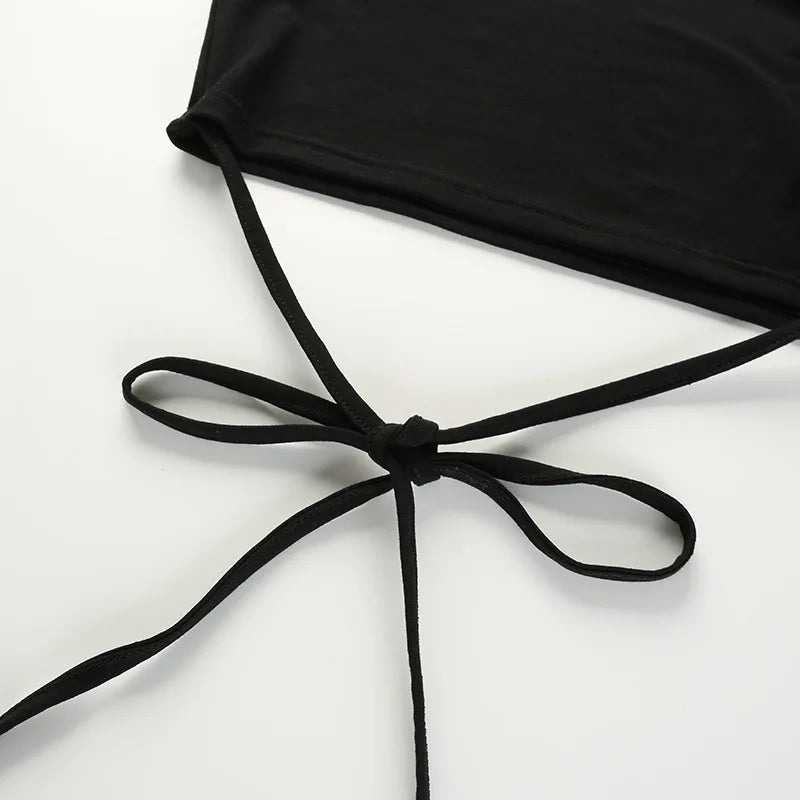 HORNY Sexy TShirt Women Black Short Crop Bandage Tee Tops Summer Fashion Girls Casual Short Sleeve Female Shirt Harajuku