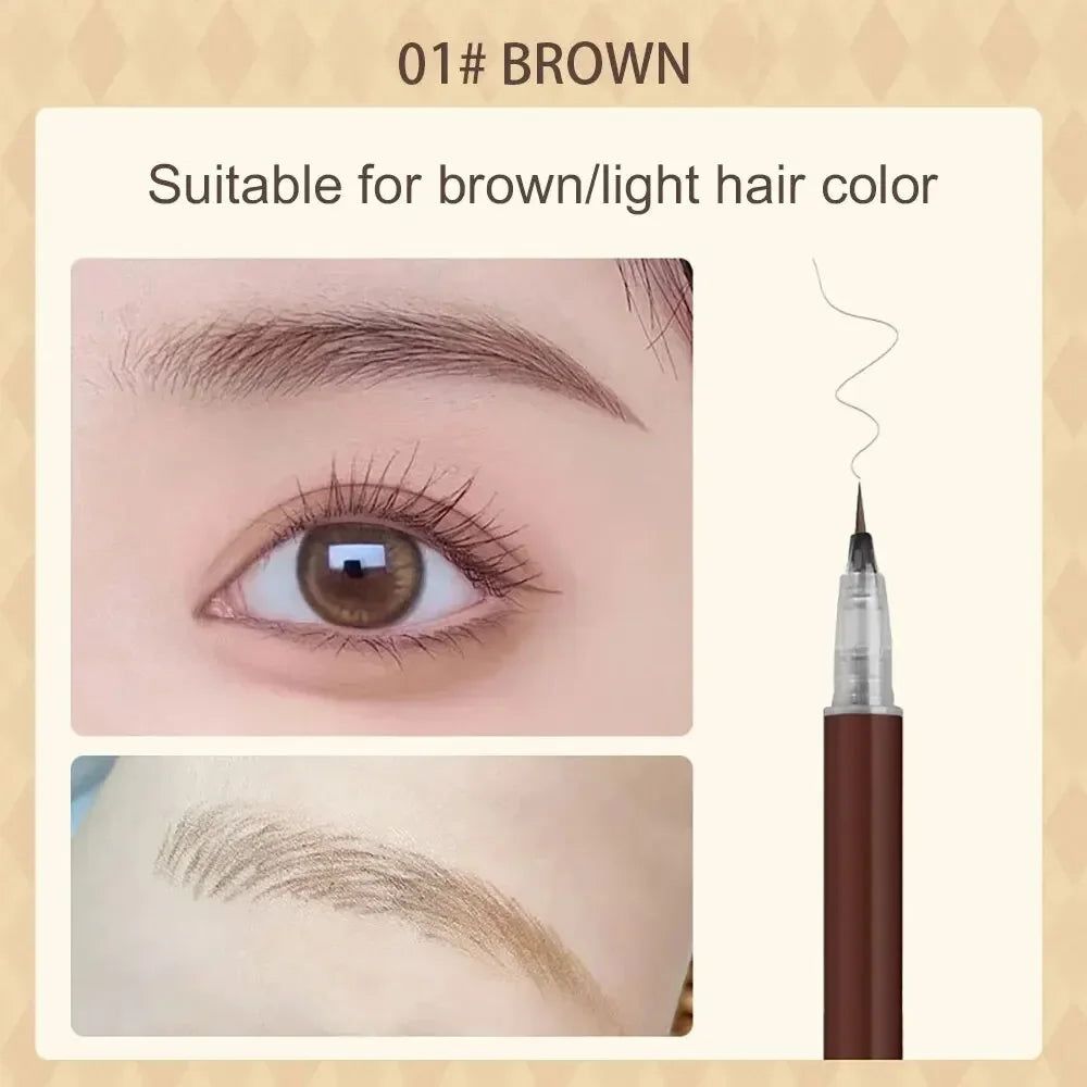 0.01mm Ultra Fine Liquid Eyebrow Pen Long Lasting Black Brown Waterproof Non-smudge Colorfast Natural Eye Brow Makeup Cosmetics 01