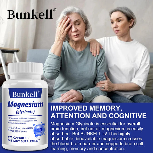 Magnesium Glycinate Supplement - For Muscle, Joint, Nerve Sleep Quality, Anxiety Stress Mood Health,Non-GMO