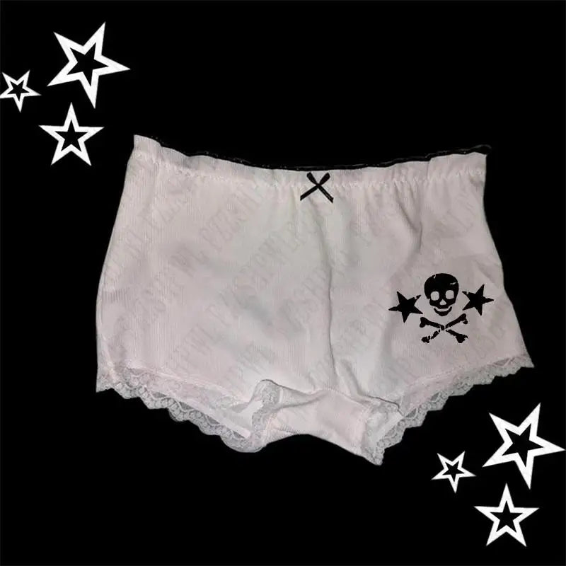 Y2k Shorts Skull Print Streetwear Gothic Graphic Camis Summer Vintage Hip Hop Sleeveless EGirl Dark Punk Sexy Harajuku Crop Top Bai