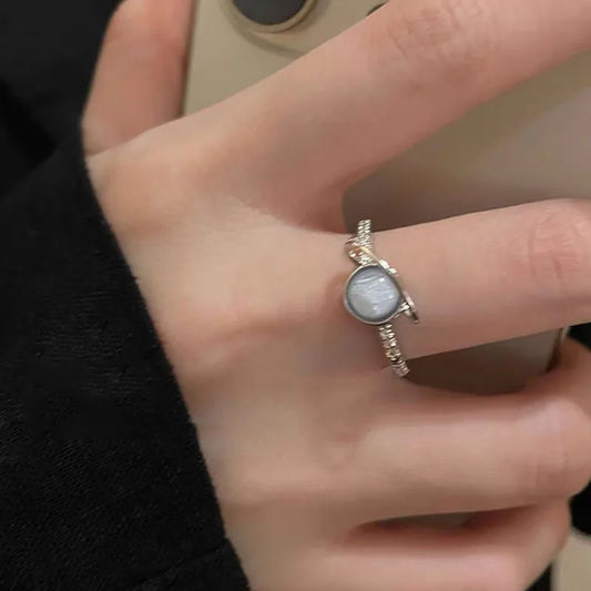 Korean Blue Crystal Planet Rings Y2K Creative Zircon Asteroid Open Ring Shiny Zircon Rings for Women Teens Party Jewelry