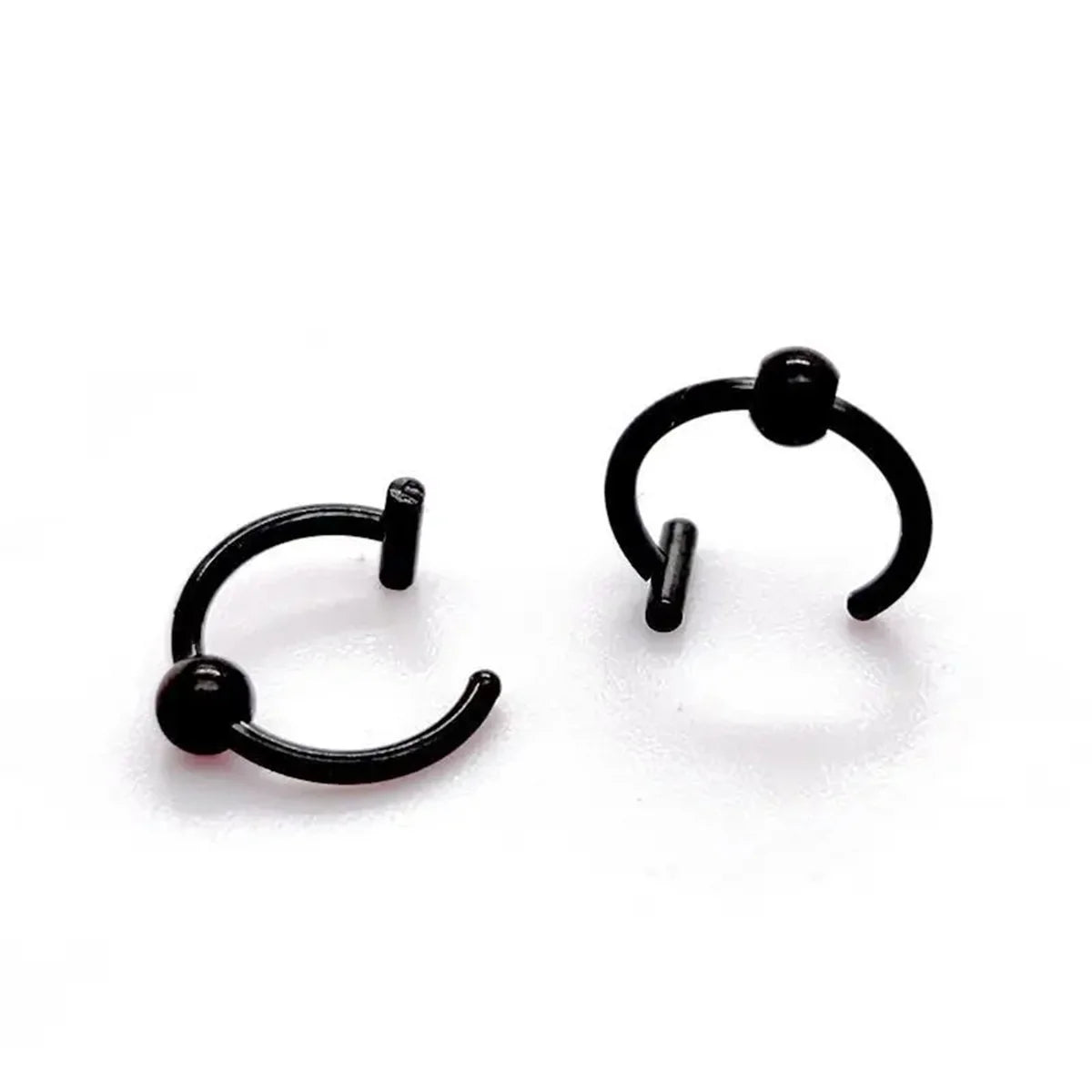 2/4Pcs 18G 316L Stainless Steel Fake Lip Rings for Women Men, Fake Septum Nose Ring Clip On Lip Ring Fake Piercing Jewelry B2-2pcs-Black CHINA